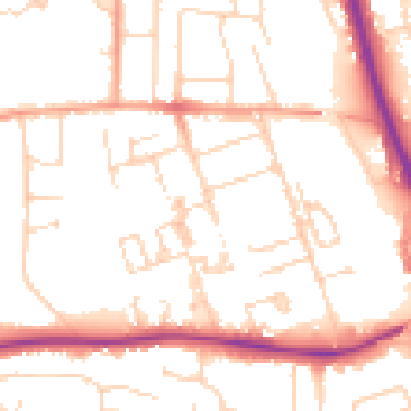 Daytime road noise heatmap for PE3 6AX