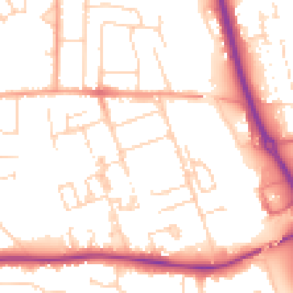 Daytime road noise heatmap for PE3 6AY