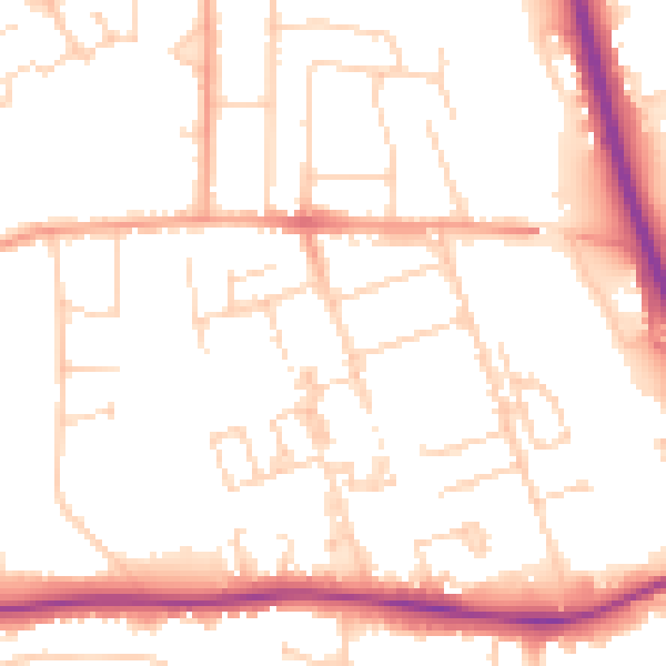 Daytime road noise heatmap for PE3 6AZ