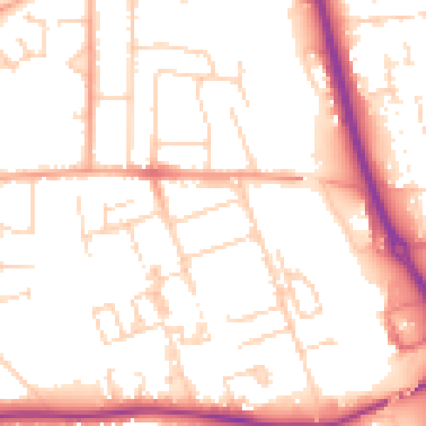 Daytime road noise heatmap for PE3 6BA