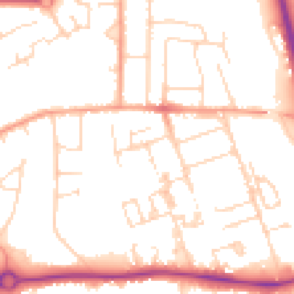 Daytime road noise heatmap for PE3 6BD