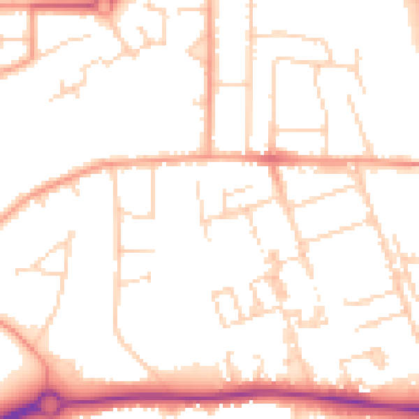 Daytime road noise heatmap for PE3 6BE