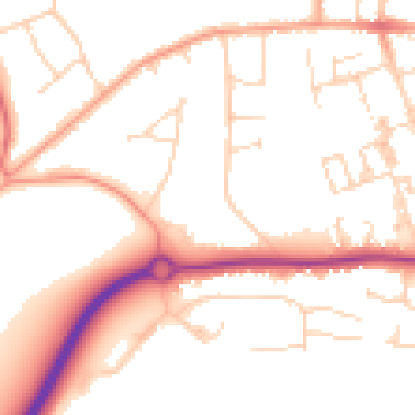 Daytime road noise heatmap for PE3 6BF
