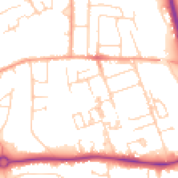 Daytime road noise heatmap for PE3 6BG