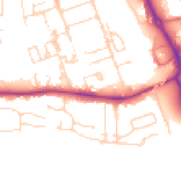 Daytime road noise heatmap for PE3 6BJ