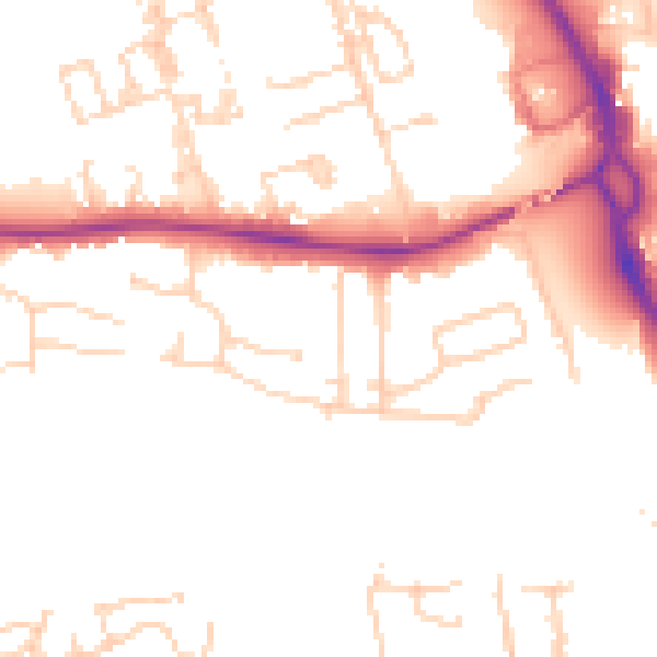 Daytime road noise heatmap for PE3 6BL