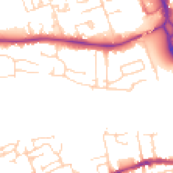 Daytime road noise heatmap for PE3 6BN