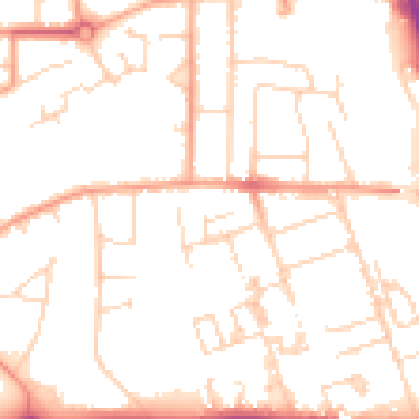 Daytime road noise heatmap for PE3 6BT