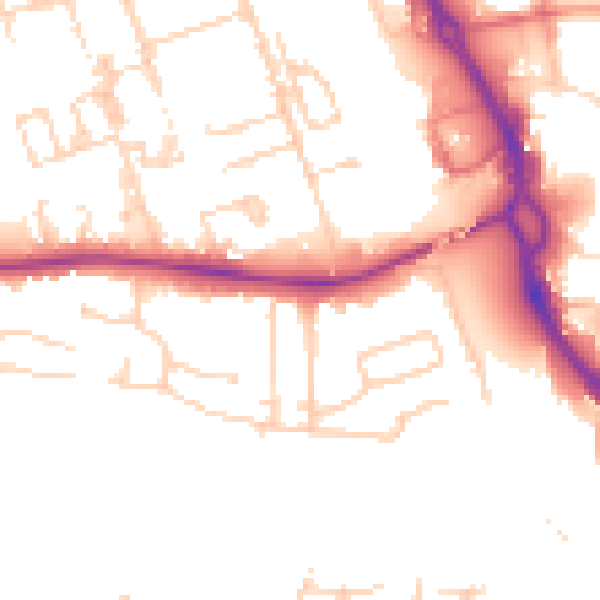 Daytime road noise heatmap for PE3 6BU