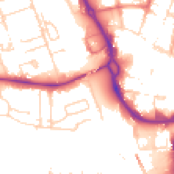Daytime road noise heatmap for PE3 6BW