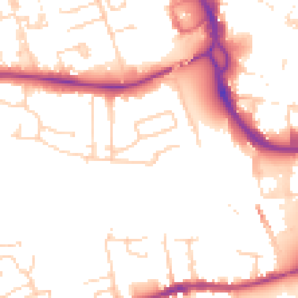 Daytime road noise heatmap for PE3 6BX