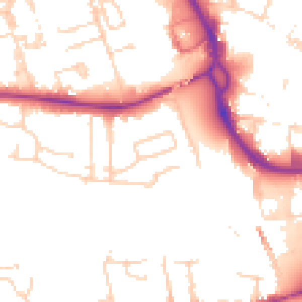 Daytime road noise heatmap for PE3 6BY