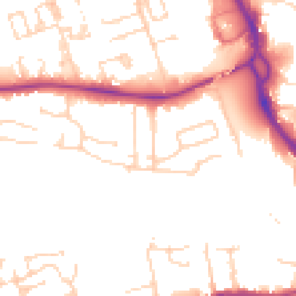 Daytime road noise heatmap for PE3 6BZ