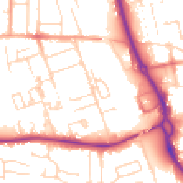 Daytime road noise heatmap for PE3 6DD