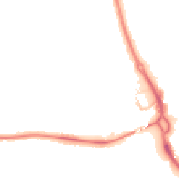 Night-time road noise heatmap for PE3 6DD