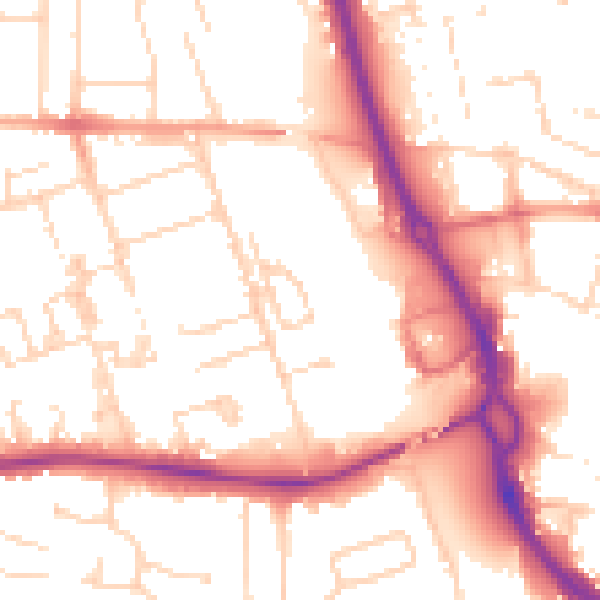 Daytime road noise heatmap for PE3 6DE