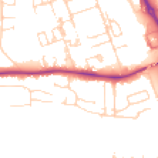 Daytime road noise heatmap for PE3 6DF