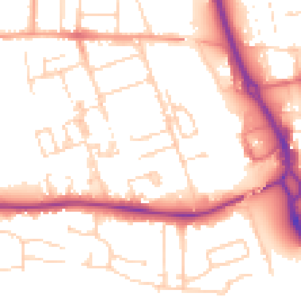 Daytime road noise heatmap for PE3 6DG