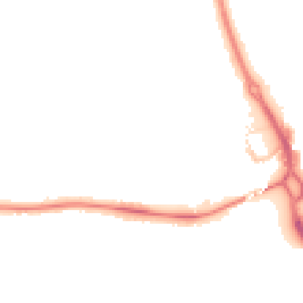 Night-time road noise heatmap for PE3 6DG