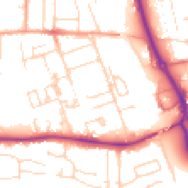 Daytime road noise heatmap for PE3 6DH