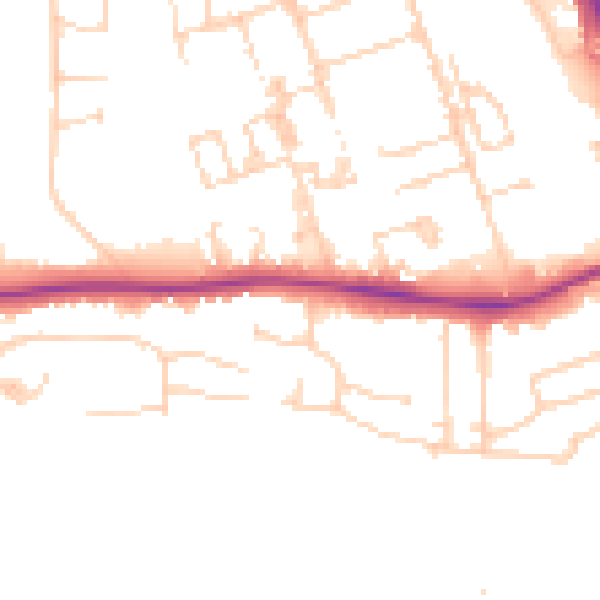 Daytime road noise heatmap for PE3 6DJ