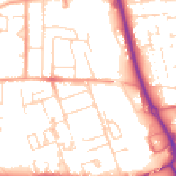Daytime road noise heatmap for PE3 6DP