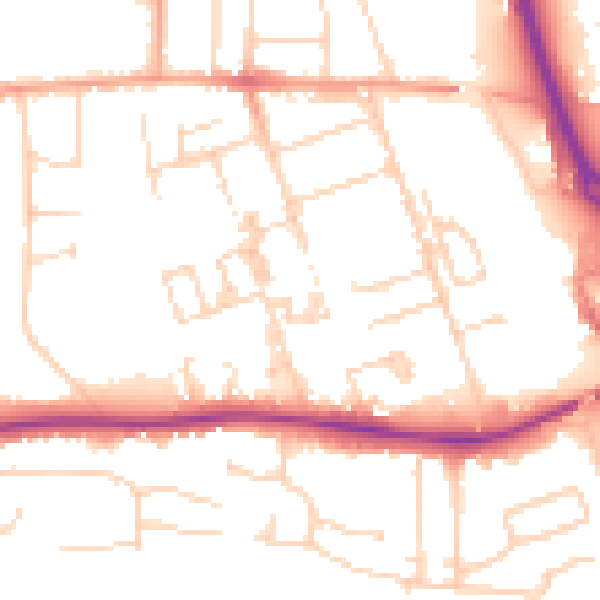 Daytime road noise heatmap for PE3 6DS