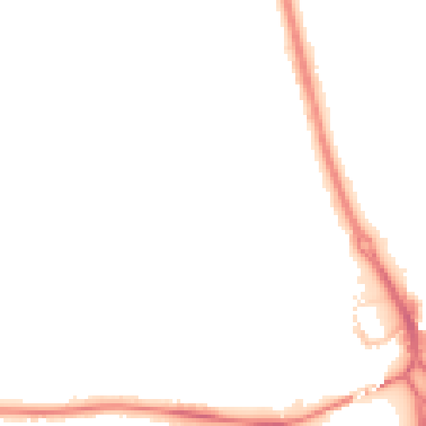 Night-time road noise heatmap for PE3 6DW