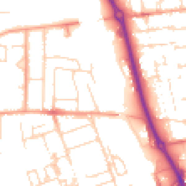 Daytime road noise heatmap for PE3 6ER