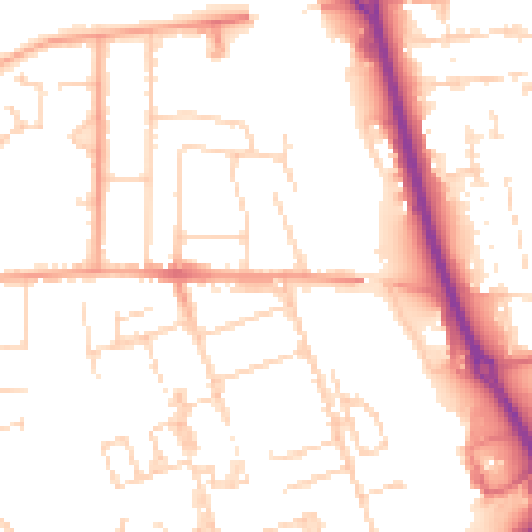 Daytime road noise heatmap for PE3 6ES