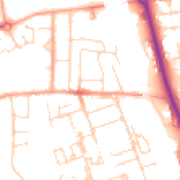 Daytime road noise heatmap for PE3 6ET