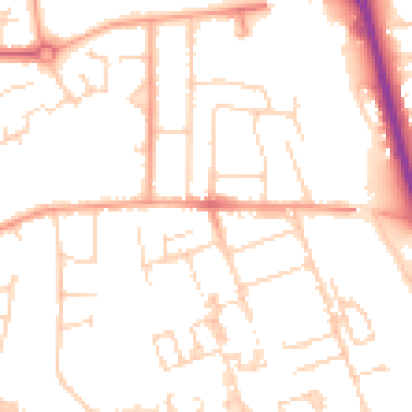 Daytime road noise heatmap for PE3 6EY