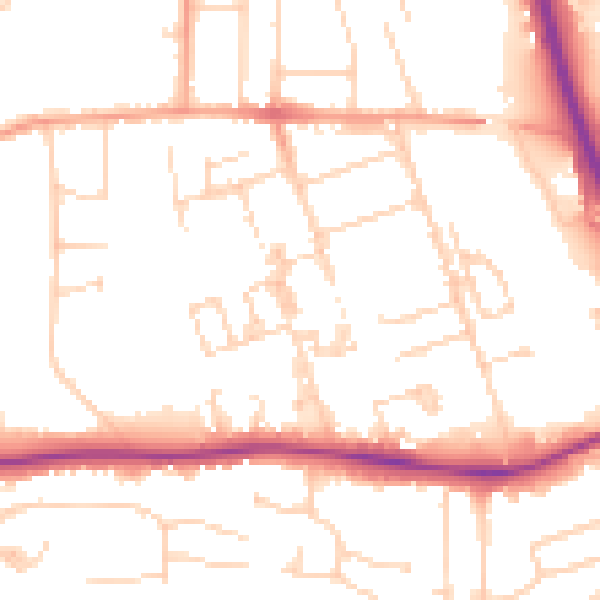 Daytime road noise heatmap for PE3 6GY