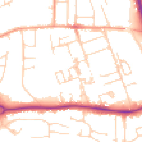 Daytime road noise heatmap for PE3 6HS