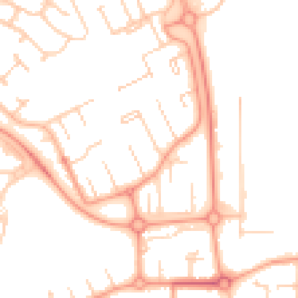 Daytime road noise heatmap for PE3 7AJ
