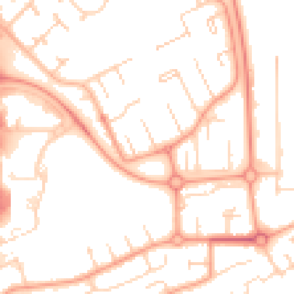 Daytime road noise heatmap for PE3 7AZ