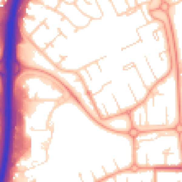 Daytime road noise heatmap for PE3 7BU