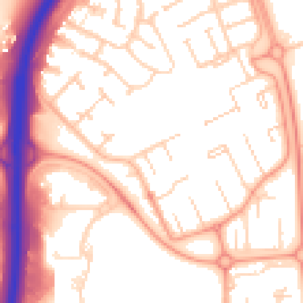 Daytime road noise heatmap for PE3 7DB