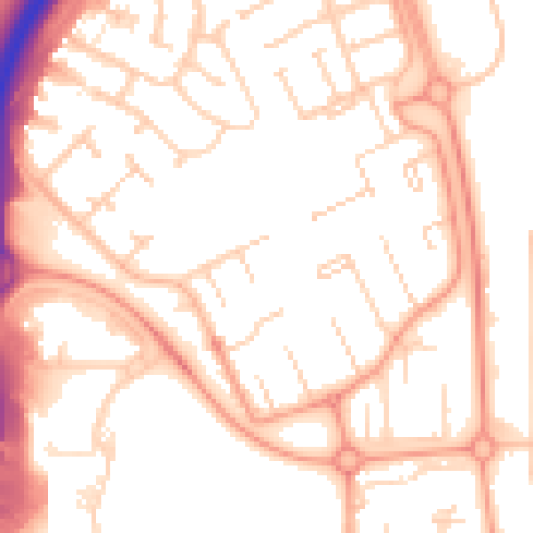 Daytime road noise heatmap for PE3 7DJ