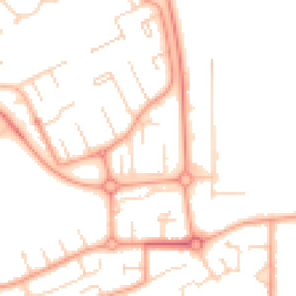 Daytime road noise heatmap for PE3 7ED