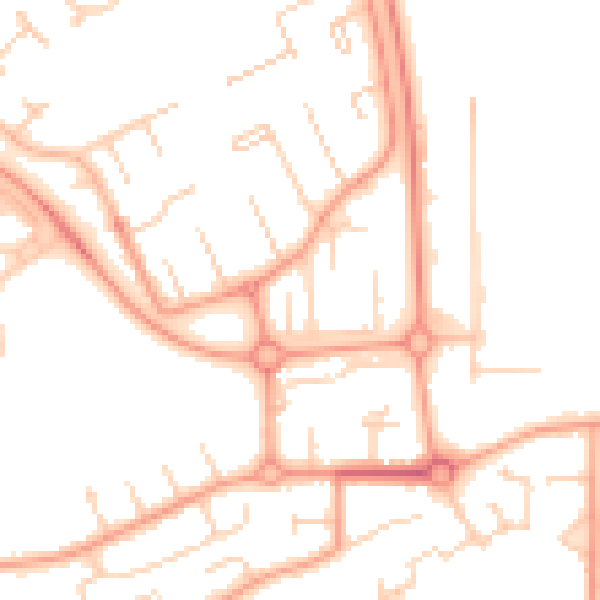 Daytime road noise heatmap for PE3 7EG