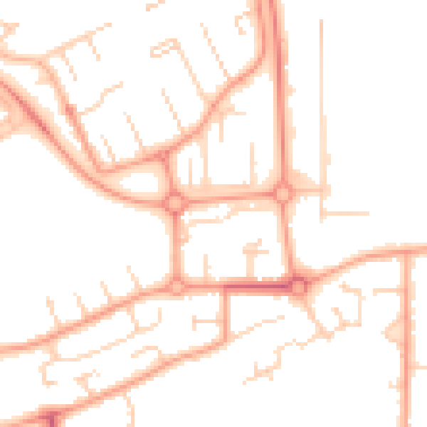 Daytime road noise heatmap for PE3 7EH