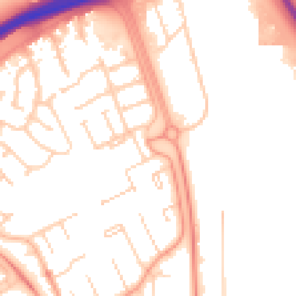 Daytime road noise heatmap for PE3 7FA
