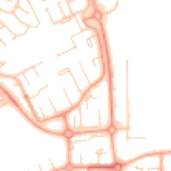 Daytime road noise heatmap for PE3 7HB