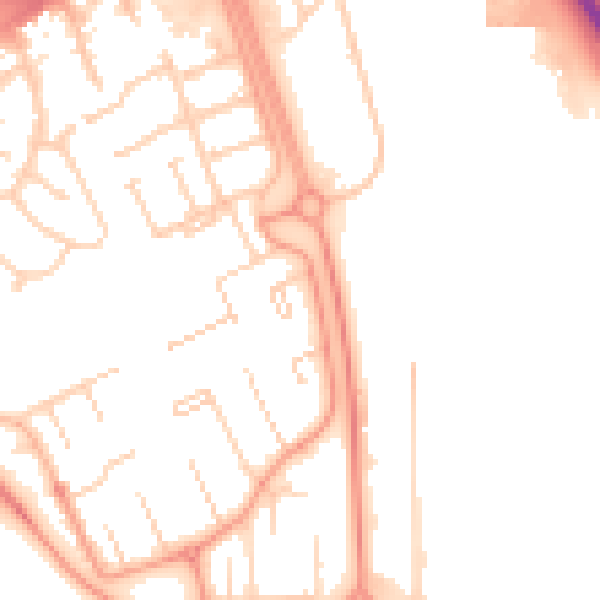 Daytime road noise heatmap for PE3 7HX