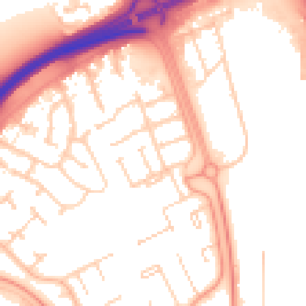Daytime road noise heatmap for PE3 7JN