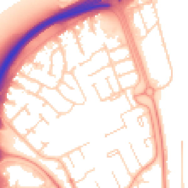 Daytime road noise heatmap for PE3 7JR