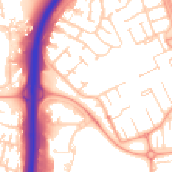Daytime road noise heatmap for PE3 7LH