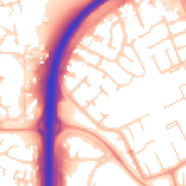 Daytime road noise heatmap for PE3 7LL