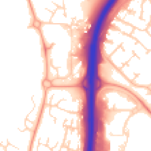 Daytime road noise heatmap for PE3 8AS